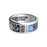 Sterling Silver Personalized 2 Birthstone Engraved 2025 Class Ring