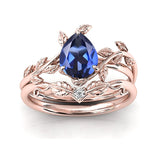 Sterling Silver 10K 14K 18K Gold 1ct Pear Shaped Gemstone Gemstone Engagement Ring Wedding Ring Sets