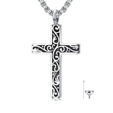 Sterling Silver Filigree Cross Urn Necklace for Ashes