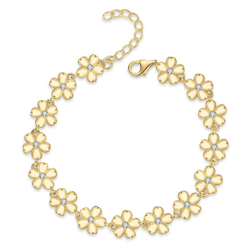 Sterling Silver Daisy Flower Bracelet