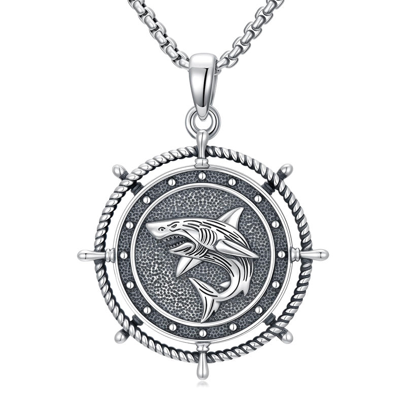 Sterling Silver Shark Pendant Necklace