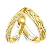 Sterling Silver 10K 14K 18K Gold Personalized Engraved Diamond Couples Rings Wedding Band Sets