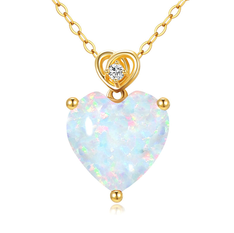 14K Gold 3 Carat Heart-cut Birthstone Pendant Necklace
