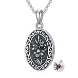 Sterling Silver Personalized Photo 12 Month Birth Flower Pendant Necklace