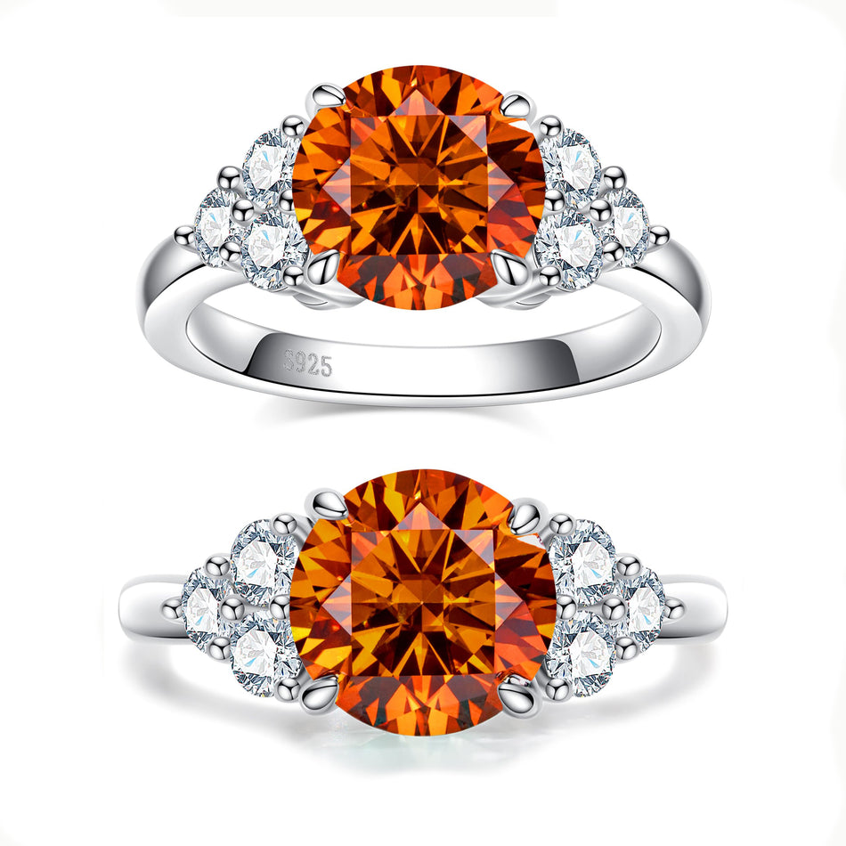 Sterling Silver 3.0 Carat Green Moissanite Engagement Ring