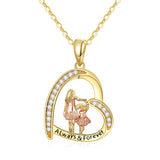 14K Gold Mother Daughte Son Pendant Necklace