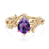 Sterling Silver 10K 14K 18K  Gold Pear Gemstone Vintage Engagement Wedding Promise Anniversary Ring