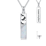 Sterling Silver  Opal Personalized Engraved Bar Pet  Butterfly Dragonfly Tree of Life  Urn Necklace for Ashes