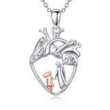 Sterling Silver Anatomical Heart Father Mother Daughter Sister Mother Daughter Pendant Necklace