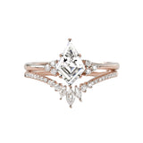 Sterling Silver 10K 14K 18K Gold Kite Cut Gemstone Wedding Ring Set