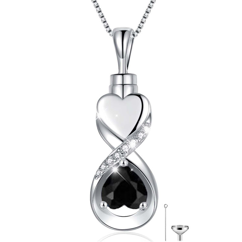 Sterling Silver Infinity Heart Urn Necklace for Ashes
