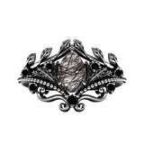 Sterling Silver 10K 14K 18K Personalized Engraved 2CT Natural Black Rutilated Quartz Engagement Ring Set