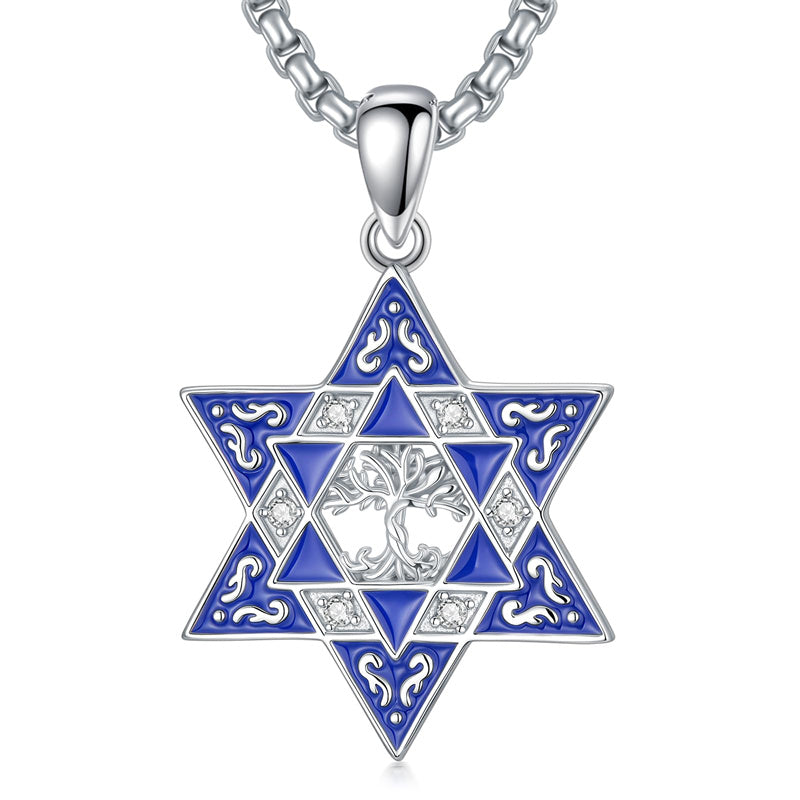 Sterling Silver Star of David, Evil Eye, Tree of Life, Cross Lion, Chai Pendant Necklace