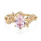 Sterling Silver 10K 14K 18K  Gold Pear Gemstone Vintage Engagement Wedding Promise Anniversary Ring