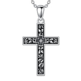 Sterling Silver Filigree Cross Pendant Necklace for Women
