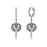 Sterling Silver Sword Hoop Earrings