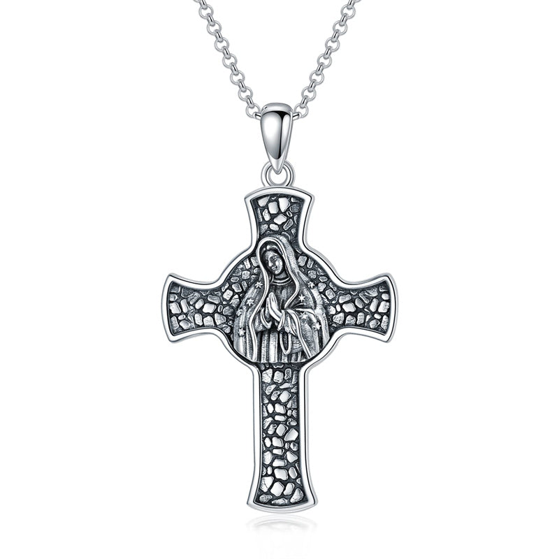 Sterling Silver  Virgin Mary Saint Florian Saint Jude Saint Michael Saint Benedict Amulet Protection Pendant Necklace