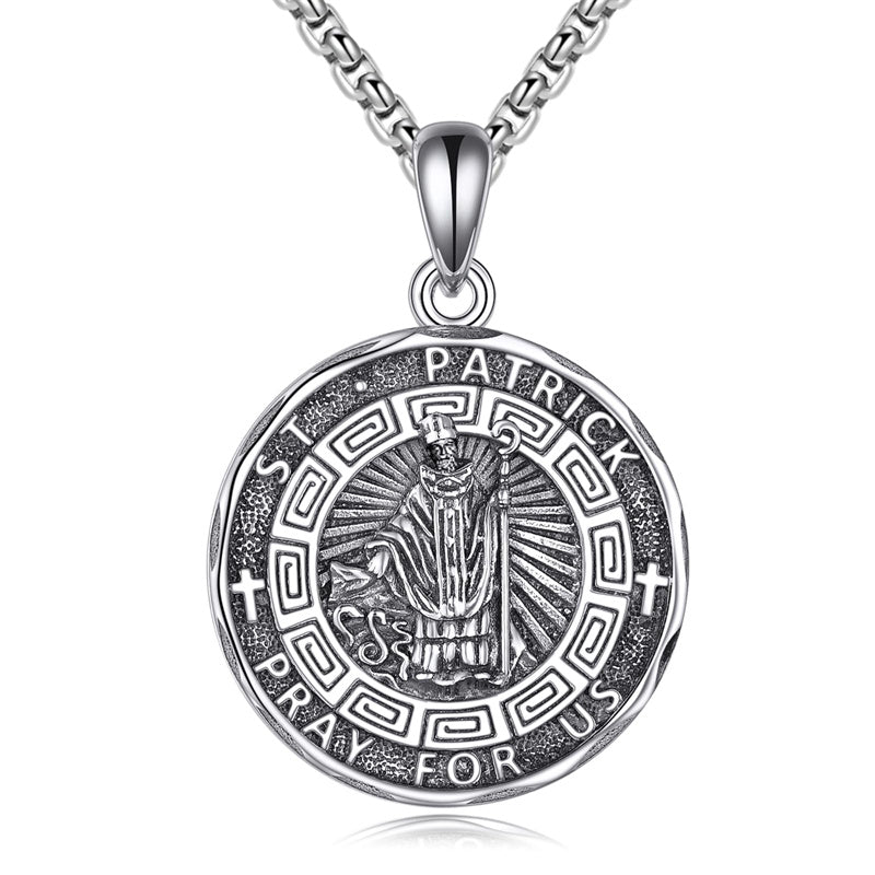 Sterling Silver Saint Gabriel,Saint Jude,Saint Benedict,Saint Patrick ,Saint Peregrine Pendant Necklace