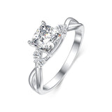 Sterling Silver Personalized Engraved Moissanite Engagement Ring