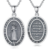 Sterling Silver St Anthony Francis Joseph Peregrine Raphael Sebastian Medal  Protection Pendant Necklace