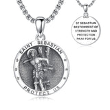 Sterling Silver Saint  Michael Christopher Sebastian Jude Gabriel Anthony Religious Pendant Necklace