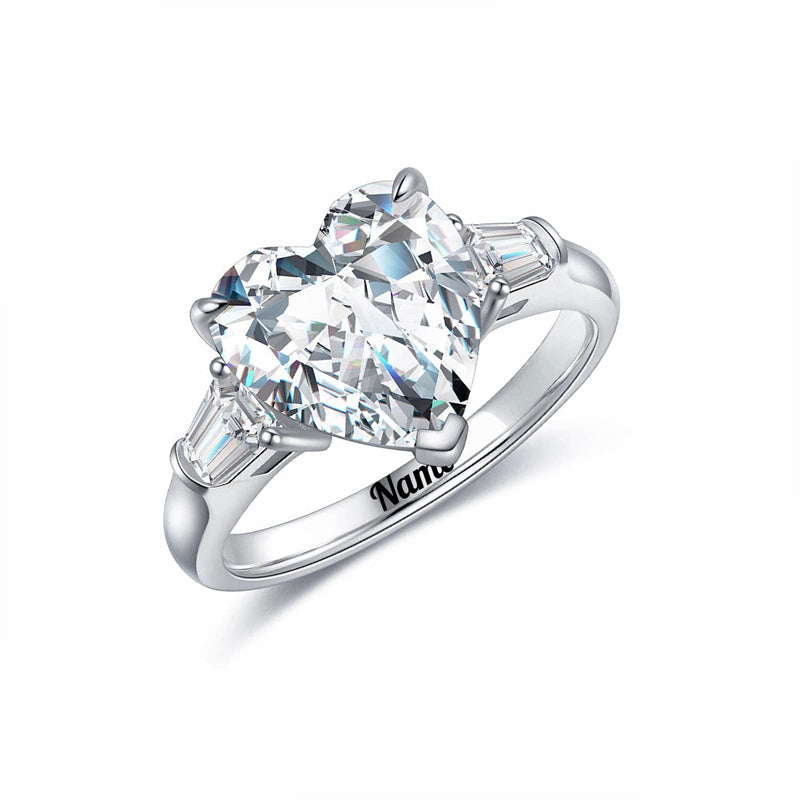Sterling Silver 3 carat Heart Shape Moissanite Engagement Ring