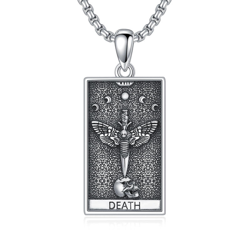 Sterling Silve Sun Moon Star Strength Lovers Death Devil Fool Tarot Card Pendant Necklace