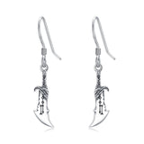 Sterling Silver Medieval Sword Dangle Cross Knives  Ankh Drop Earrings