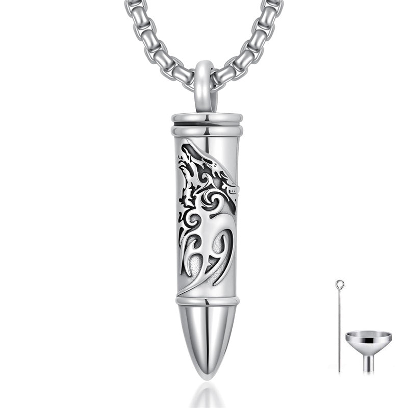 Sterling Silver Phoenix Skull  Scorpion Wolf Bullet Urn Necklace for Ashes