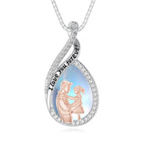 Sterling Silver Moonstone Father-Daughter Pendant Necklace Engraved with I Love You Forever
