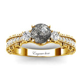 Sterling Silver 10K 14K 18K Personalized Engraved 1 Carat  Round Birthstone Engagement Ring