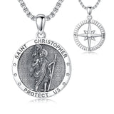 Sterling Silver Saint  Michael Christopher Sebastian Jude Gabriel Anthony Religious Pendant Necklace