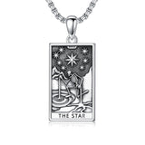Sterling Silve Sun Moon Star Strength Lovers Death Devil Fool Tarot Card Pendant Necklace