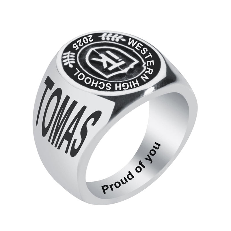 Sterling Silver Personalized  Birthstone Engraved High School College  Class Ring