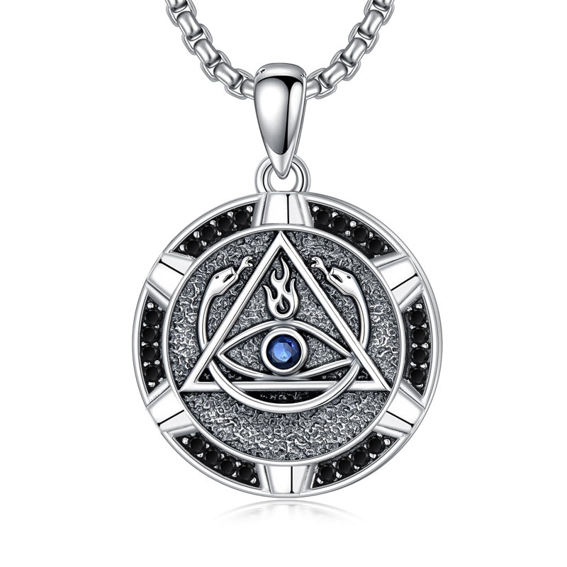 Sterling Silver AA Sobriety Alcoholics Anonymous  Pendant Necklace for Men