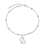 Sterling Silver Cat Birthstone Single Layer Anklet