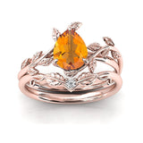 Sterling Silver 10K 14K 18K Gold 1ct Pear Shaped Gemstone Gemstone Engagement Ring Wedding Ring Sets