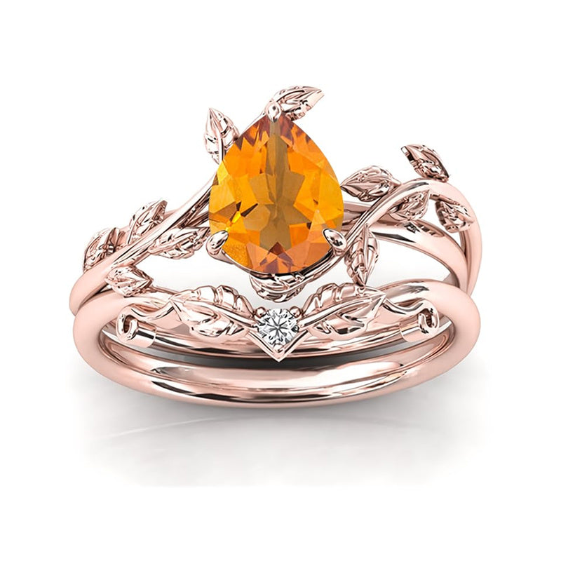 Sterling Silver 10K 14K 18K Gold 1ct Pear Shaped Gemstone Gemstone Engagement Ring Wedding Ring Sets