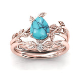 Sterling Silver 10K 14K 18K Gold 1ct Pear Shaped Gemstone Gemstone Engagement Ring Wedding Ring Sets