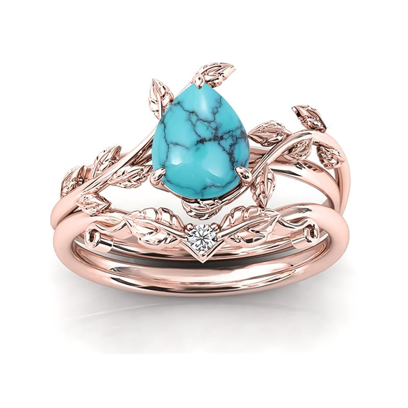 Sterling Silver 10K 14K 18K Gold 1ct Pear Shaped Gemstone Gemstone Engagement Ring Wedding Ring Sets