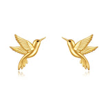 14k Gold Hummingbird Stud Earrings