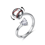 Sterling Silver Baseball Football Volleyball Spinner Ring