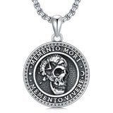 Sterling Silver Memento Mori Gothic Skull Amulet Pendant Necklace for Men