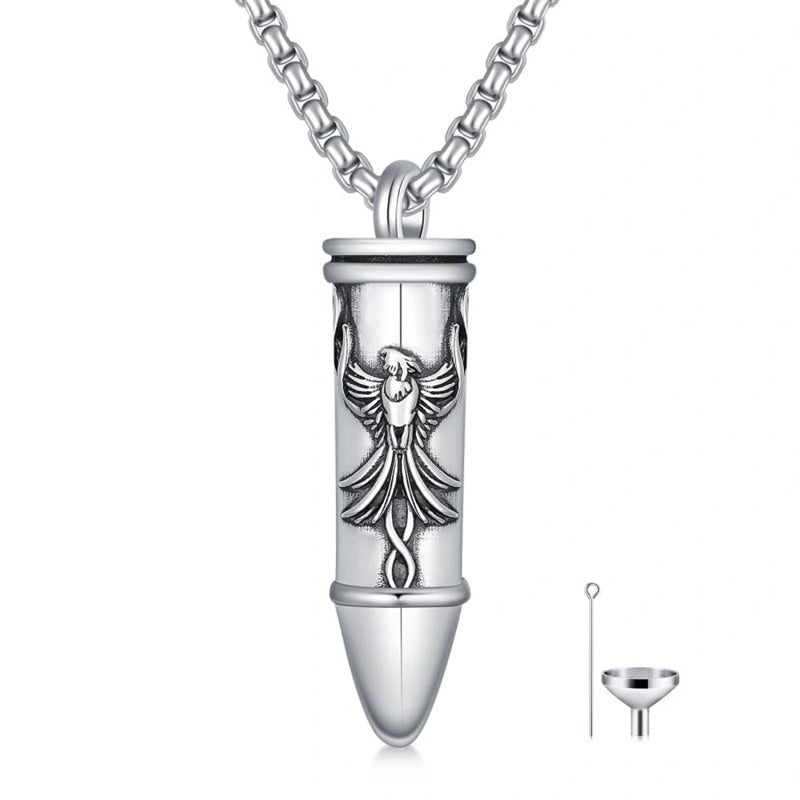 Sterling Silver Phoenix Skull  Scorpion Wolf Bullet Urn Necklace for Ashes