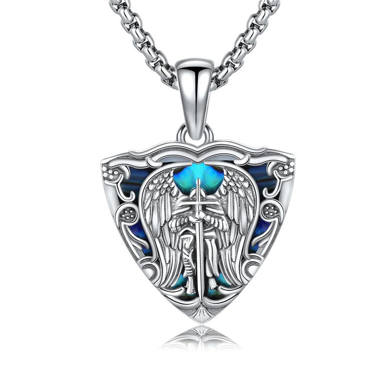 925 Sterling Silver Saint Michael Necklace Warrior Protect Us Amulet Jewelry Gift for Men Father