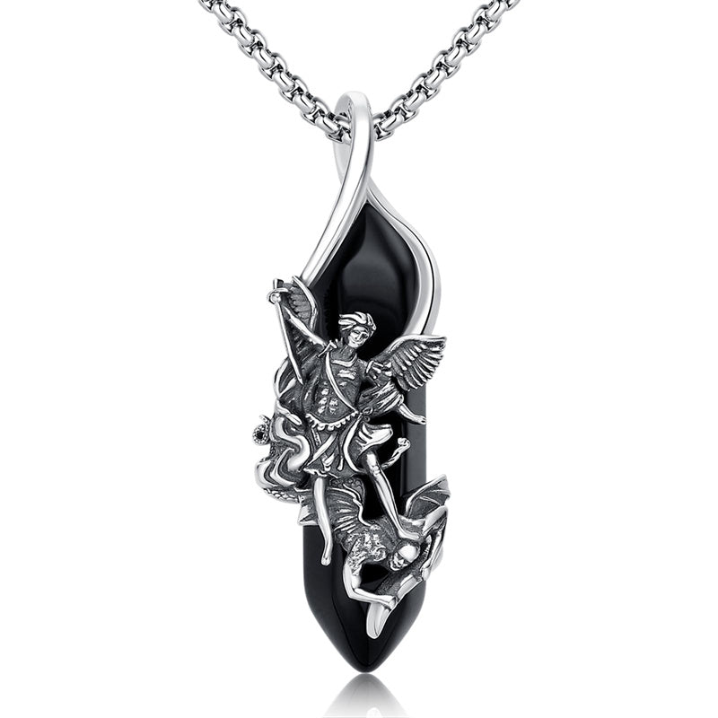 Sterling Silver Crystal Saint Michael Saint Christopher Guardian Angel Guadalupe Pendant Necklace