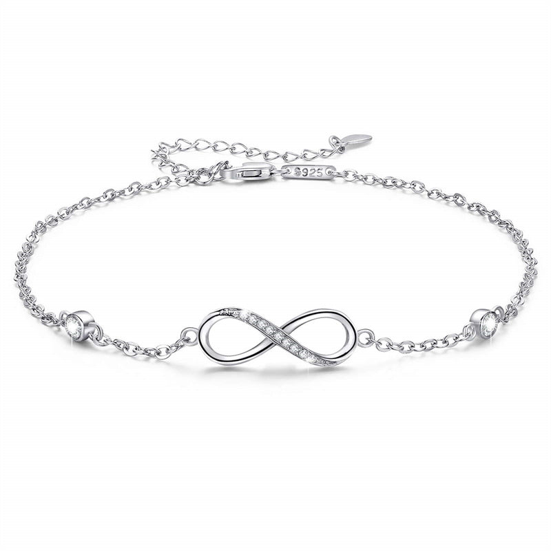 Sterling Silver Endless Love Symbol Anklet