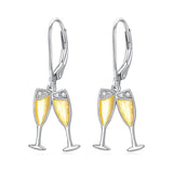 Sterling Silver Champagne Leverback Earrings