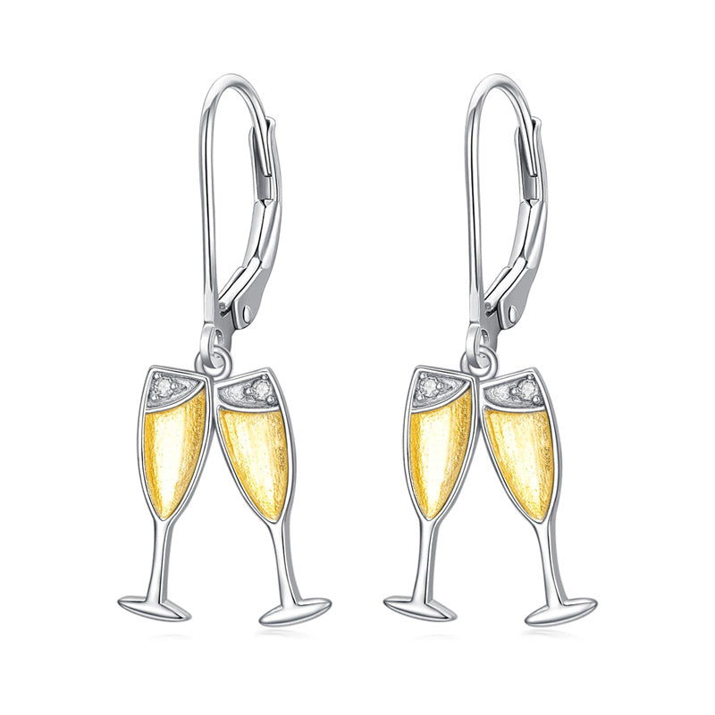 Sterling Silver Champagne Leverback Earrings