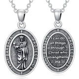 Sterling Silver St Anthony Francis Joseph Peregrine Raphael Sebastian Medal  Protection Pendant Necklace